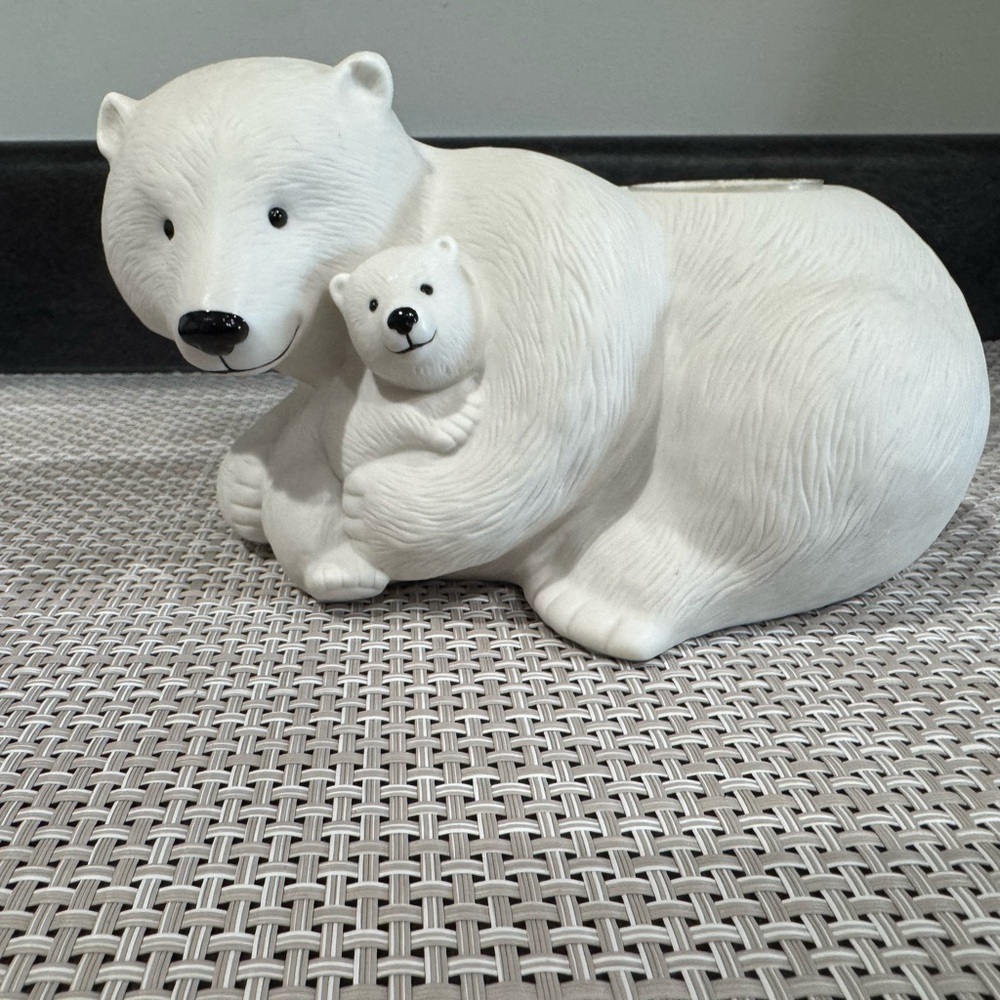 Partylite Mama Polar Bear and cub VTG EUC - Picture 1 of 8